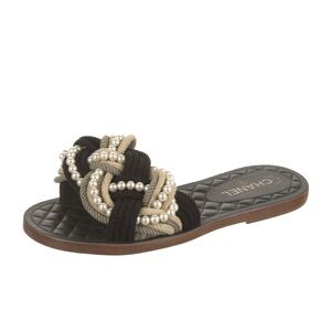 Chanel Pearl Braided Sandal 41